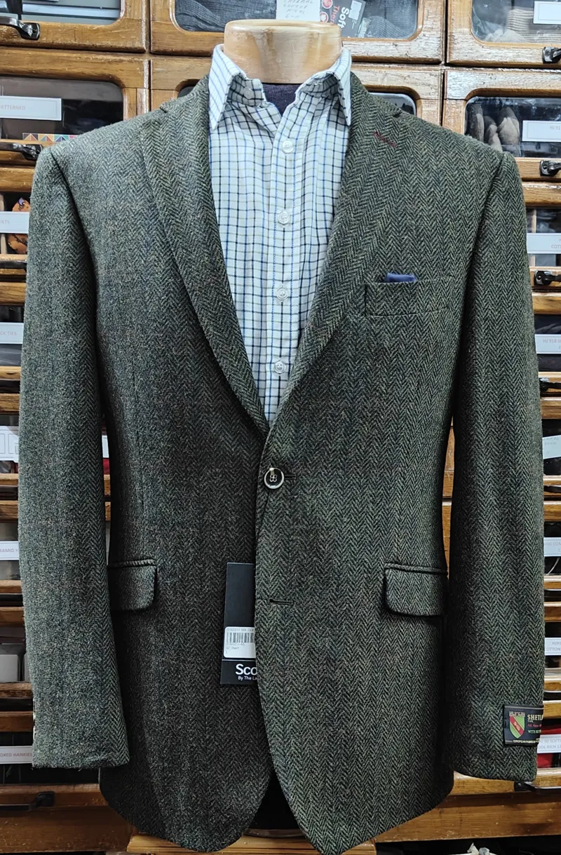Scott By the Label Herringbone Tweed Jacket Green S192221J 