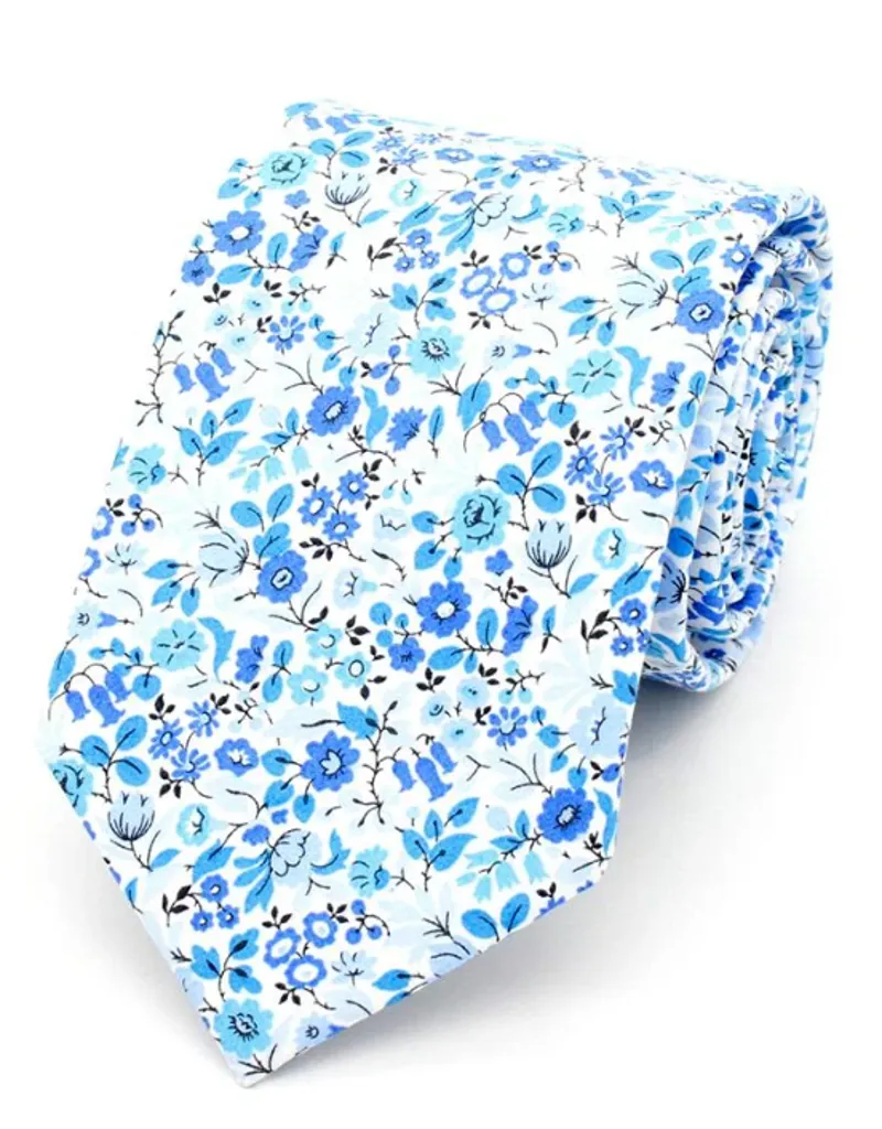 L.A. Smith Liberty Print Fabric Tie Astrid Niva Blue LIBT88/1/OS 
