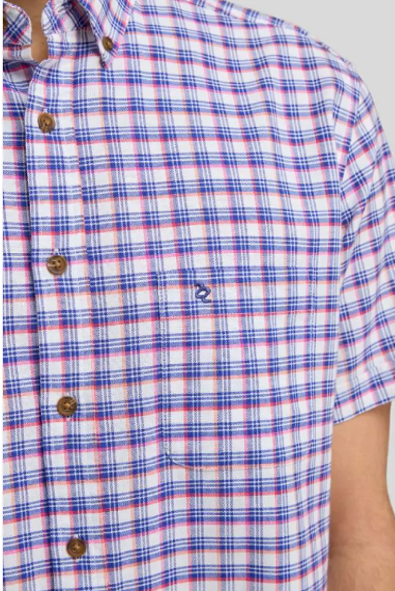  D2 Half Sleeve Sports Shirt Navy Check DTLS1204 -1