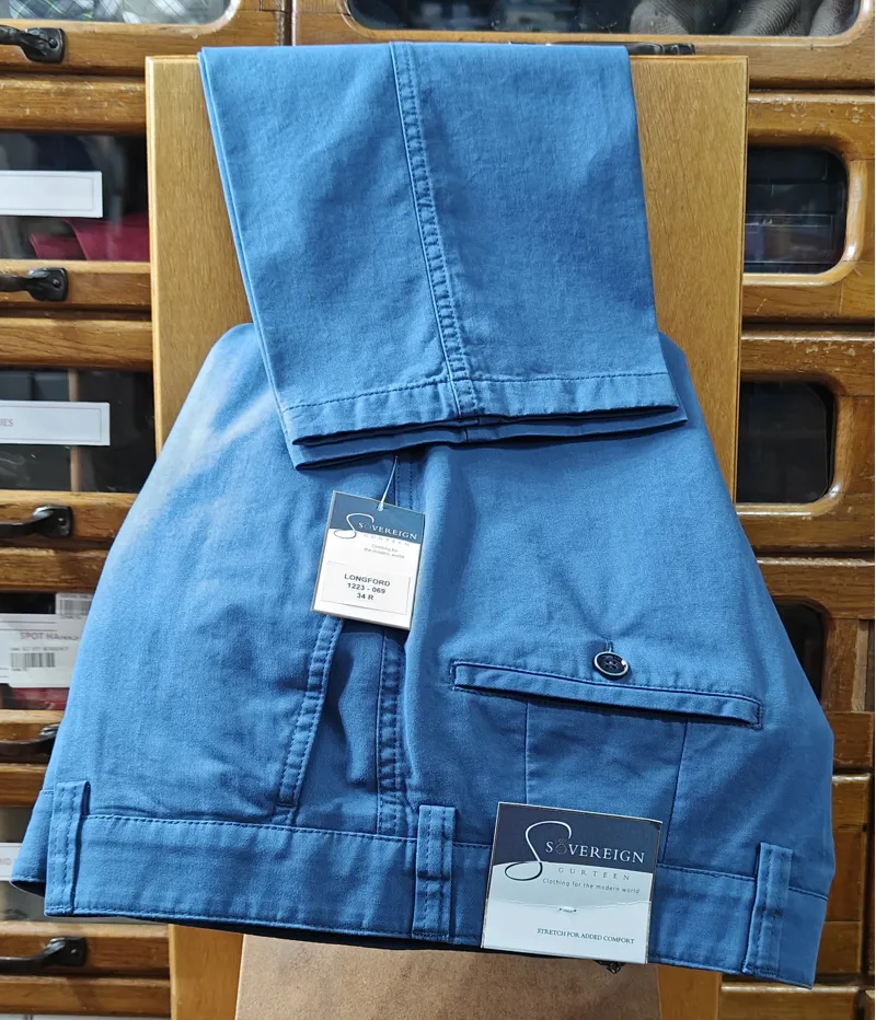  Gurteen Longford Spring Stretch Cotton Chino Sapphire Blue 1223/069 