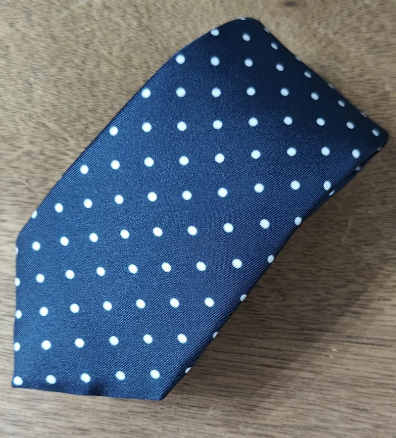 P.L. Sells Spot Silk Tie Navy/White Spot N666/59 