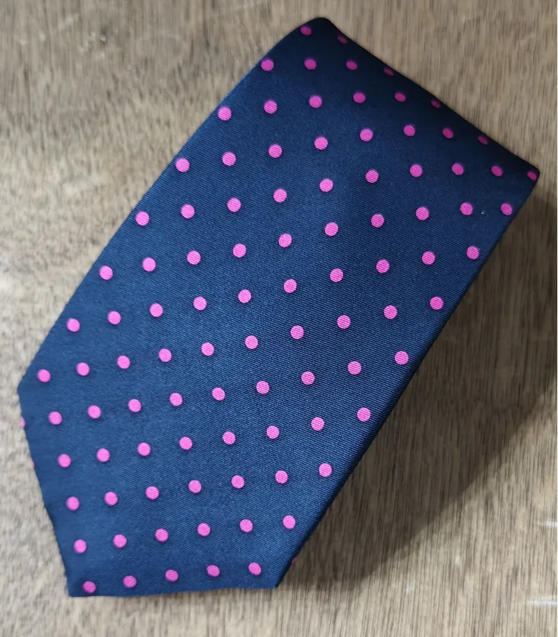 P.L. Sells Spot Silk Tie Navy-Pink N666/62