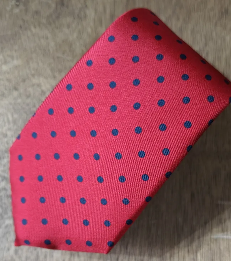  P.L. Sells Spot Silk Tie Red-Navy N666  