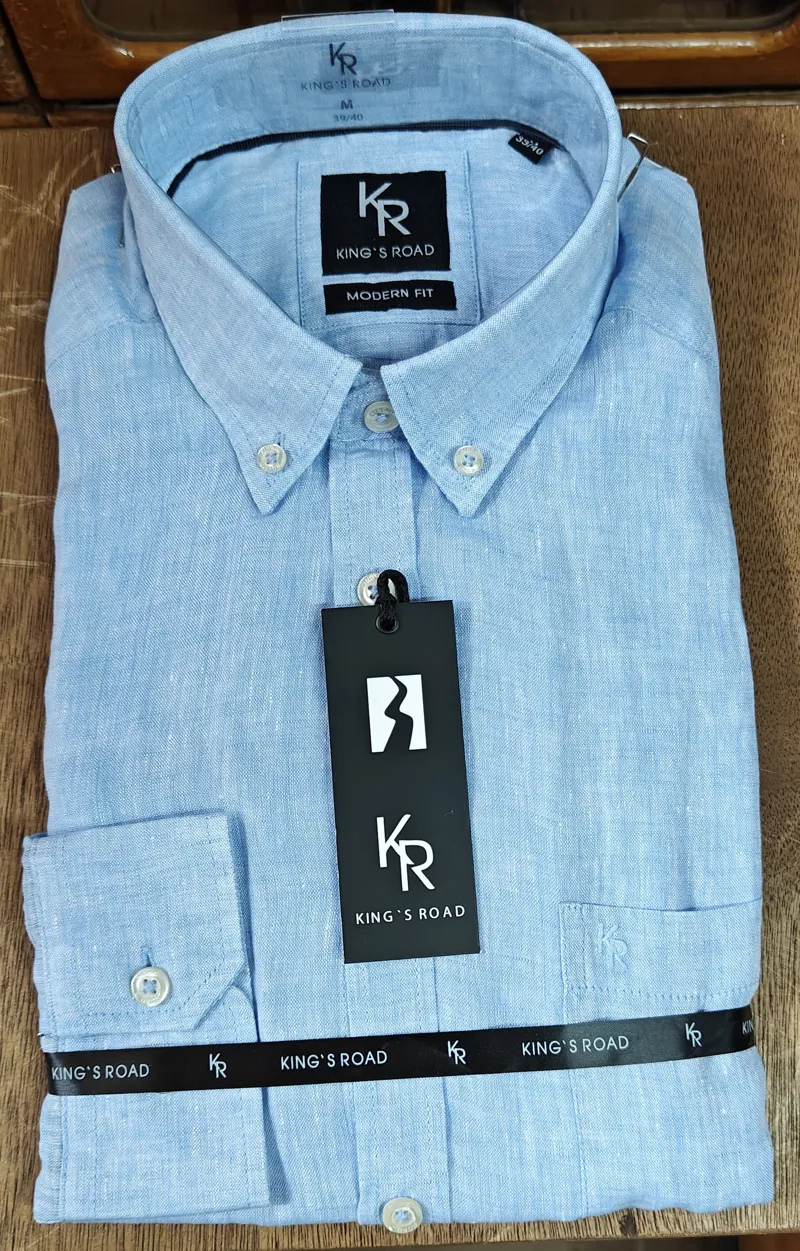 King's Road by Gurteen Astor Linen Shirt Blue 111696-21 