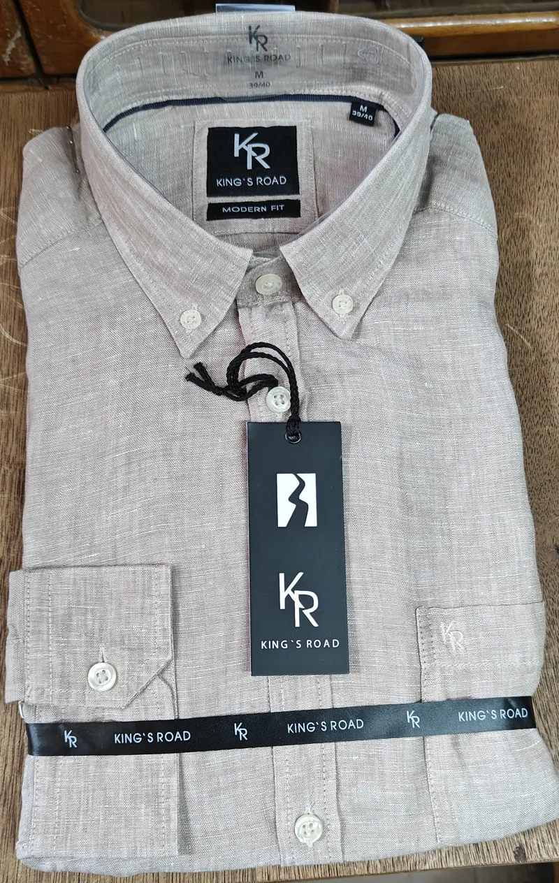 King's Road by Gurteen Astor Linen Shirt Beige 111696-22