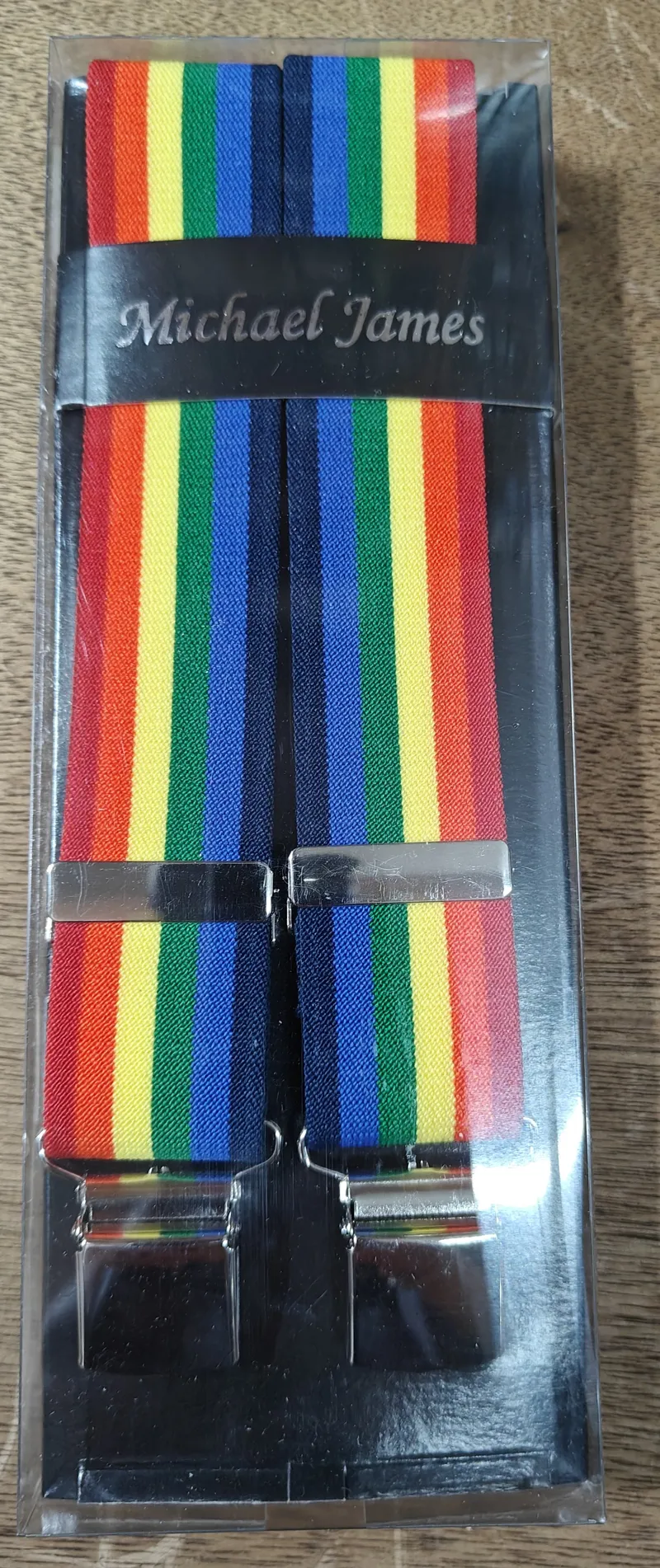 Michael James Braces Wide Clip Rainbow Stripe