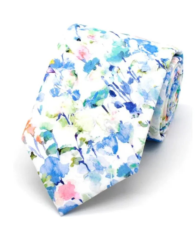 L.A. Smith Liberty Print Fabric Tie Inky Fields Blue LIBT90/01/OS 