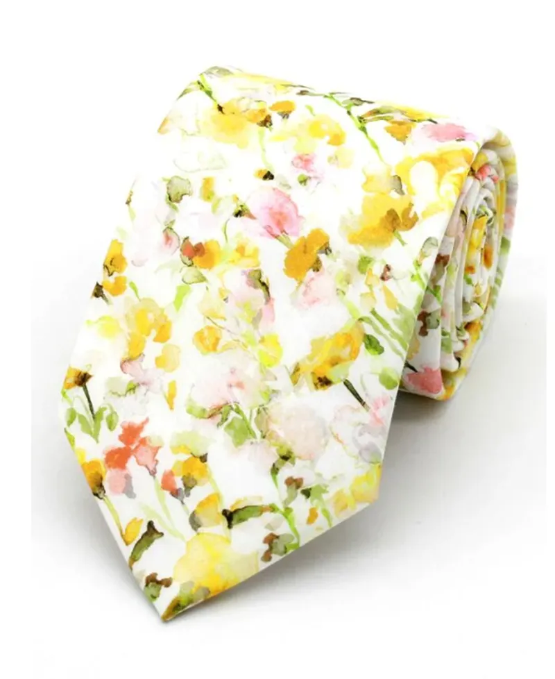 L.A. Smith Liberty Print Fabric Tie Inky Fields Mustard LIBT90/03/OS 