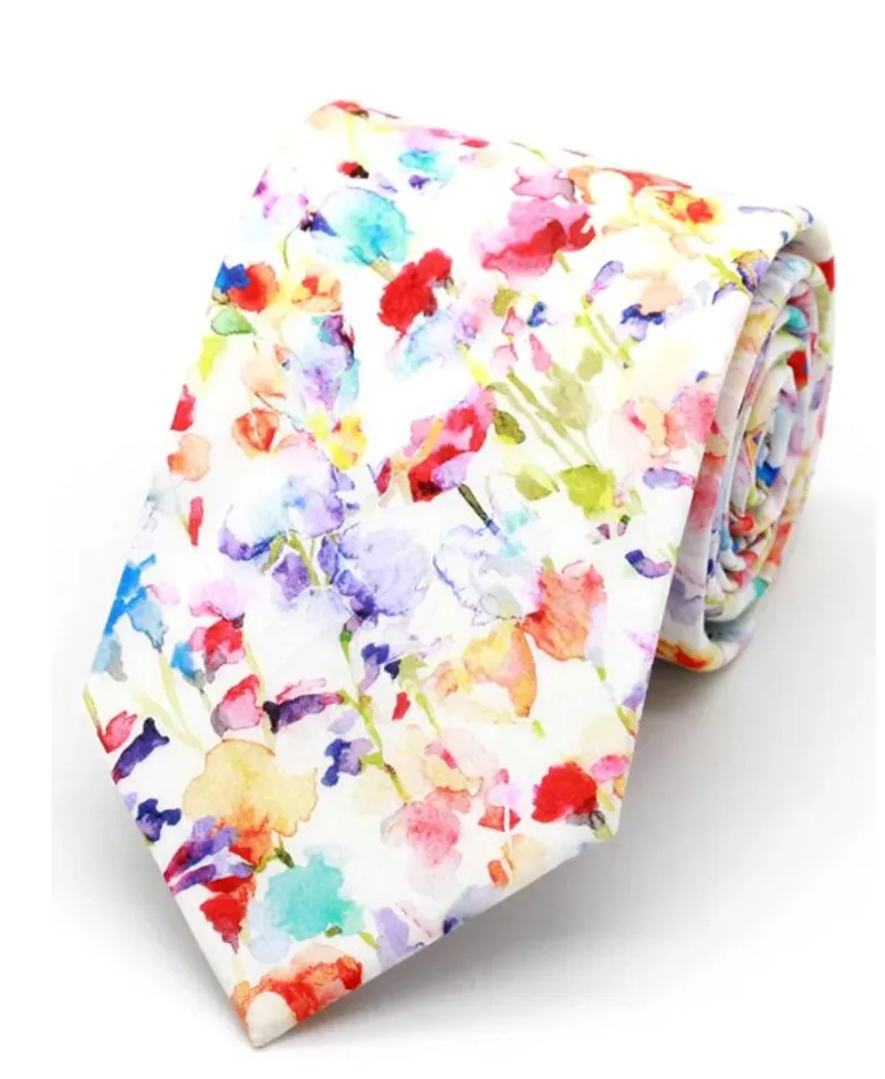 L.A. Smith Liberty Print Fabric Tie Inky Fields Red LIBT/02/OS