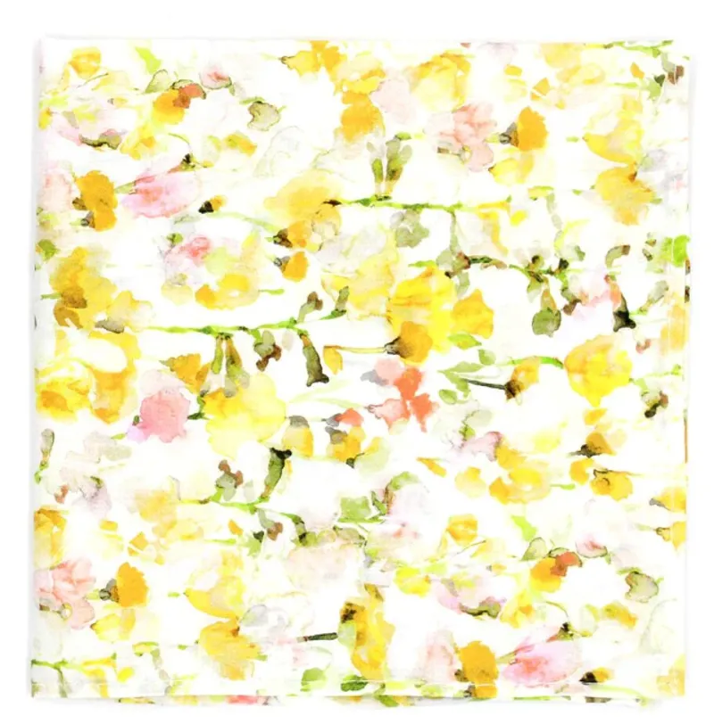  Liberty Print Fabric Pocket Square Inky Fields Mustard LIBTPH90/3/OS