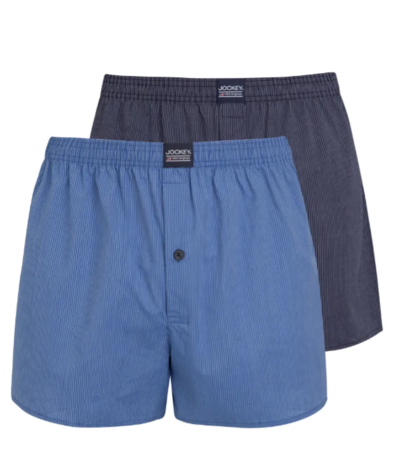 Jockey 2PK Boxer Short Woven Blue L-1