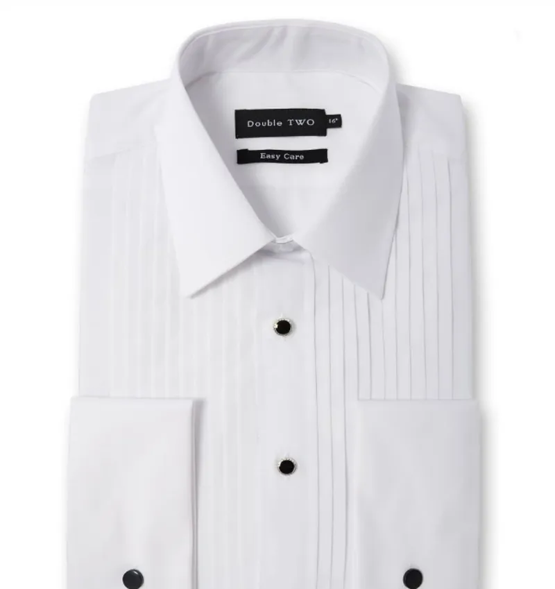 D2 Dress Shirt Stitch Pleat White SLS5002