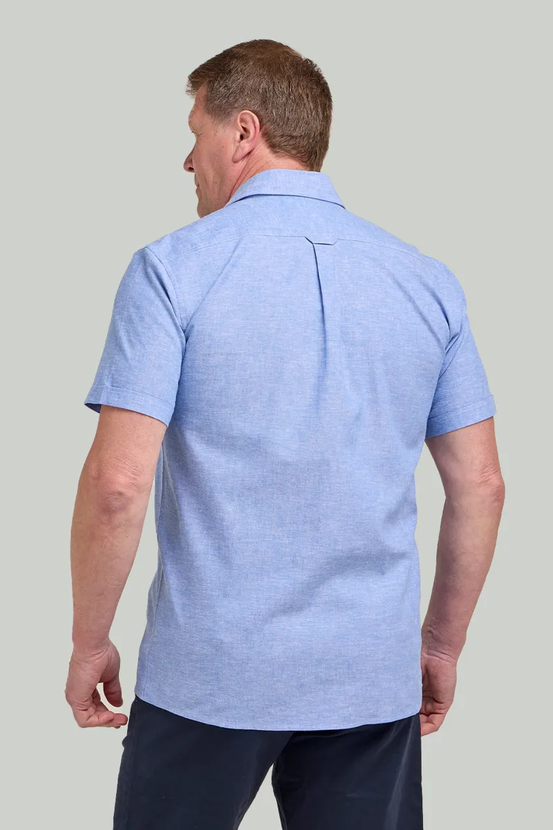 D2 Half Sleeve Linen Shirt Blue DTLS1202 -1