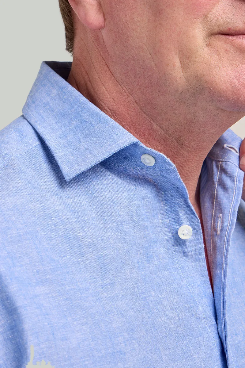 D2 Half Sleeve Linen Shirt Blue DTLS1202 -2