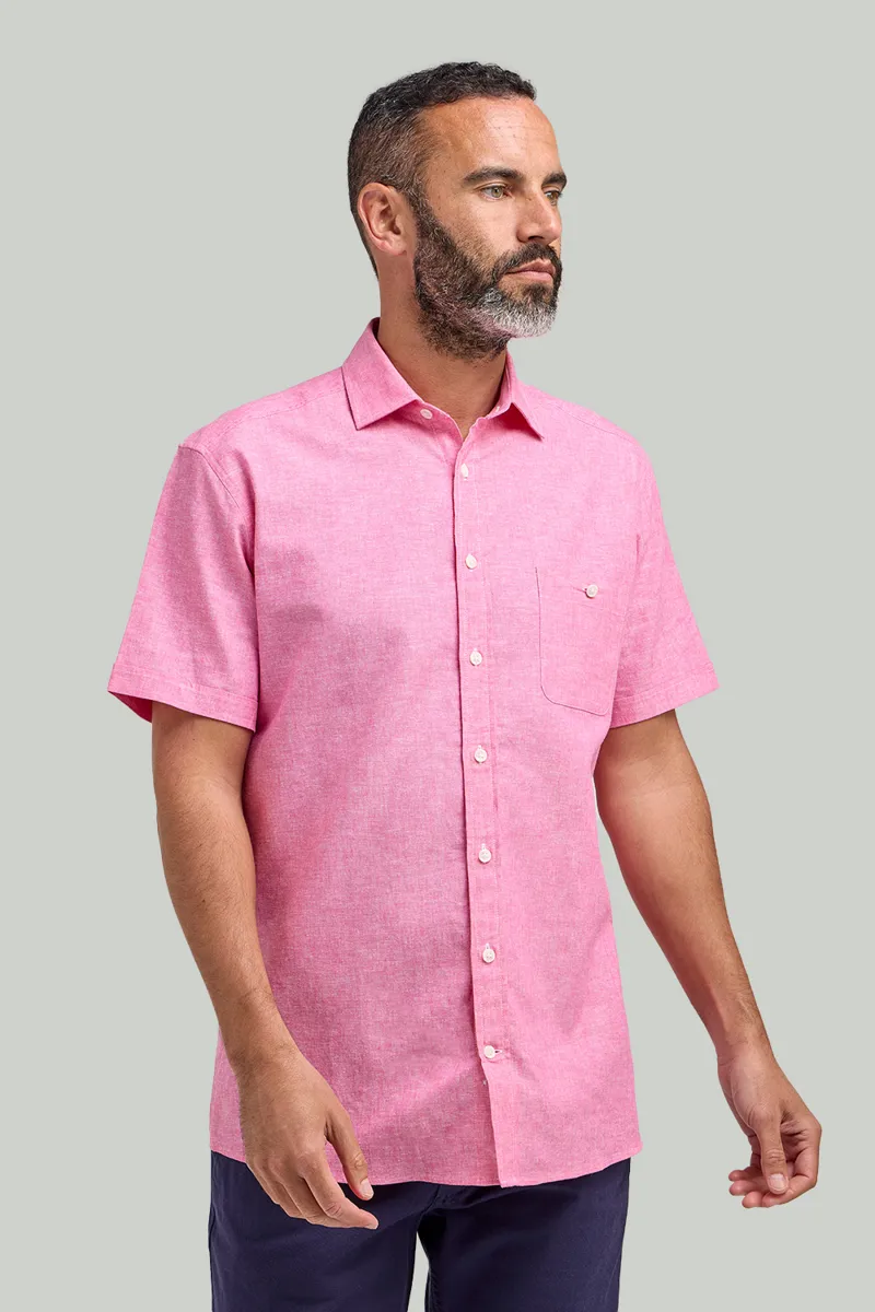 D2  Half Sleeve Linen Shirt Pink DTLS1202