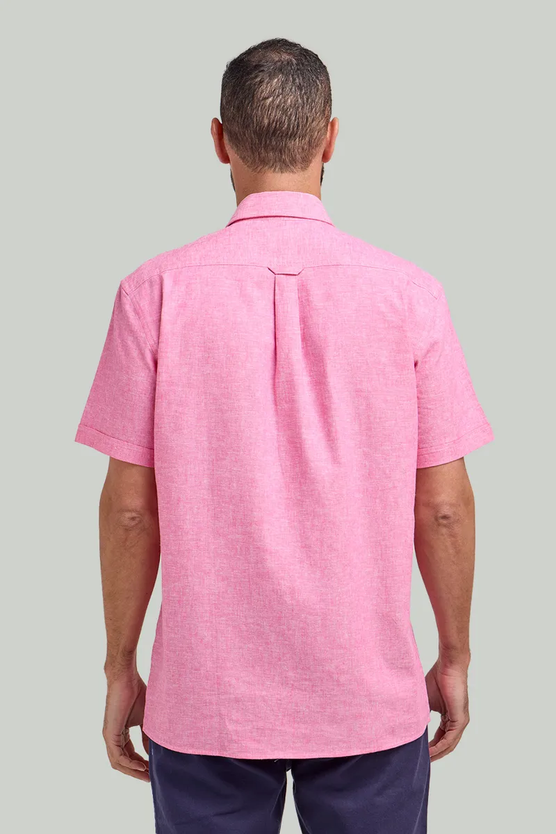 D2  Half Sleeve Linen Shirt Pink DTLS1202-1