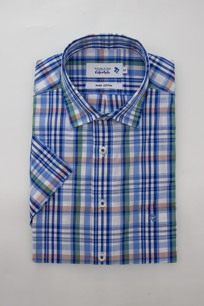 D2 Half Sleeve Blue Check ShirtDTLS1303 
