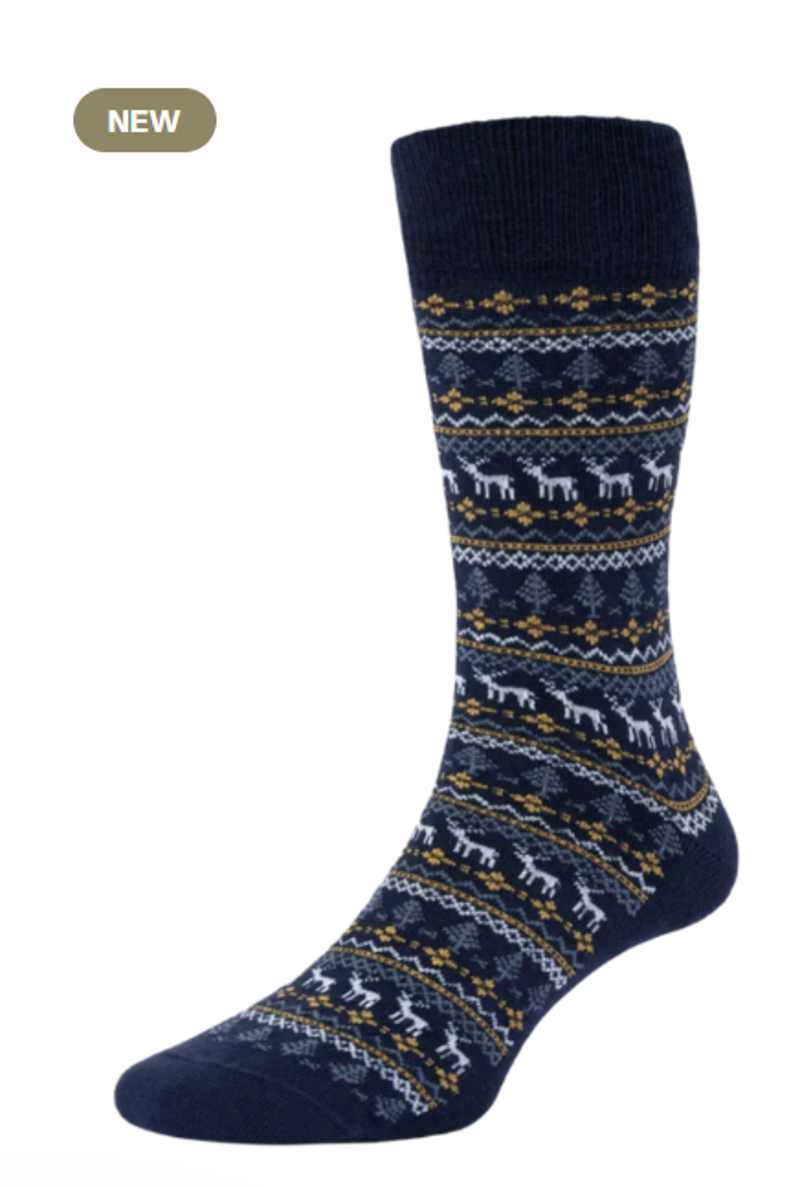 HJ Hall Cotton Rich Fairisle Navy HJ435  