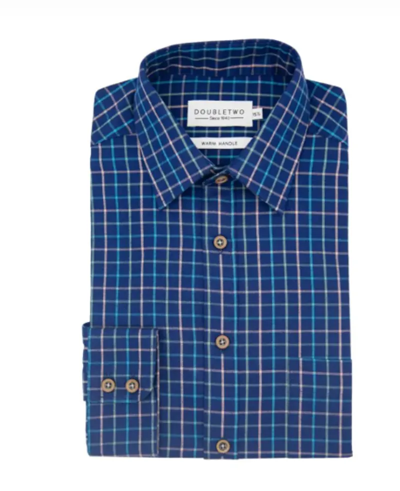 Double Two Tattersall Shirt Navy GS4206  