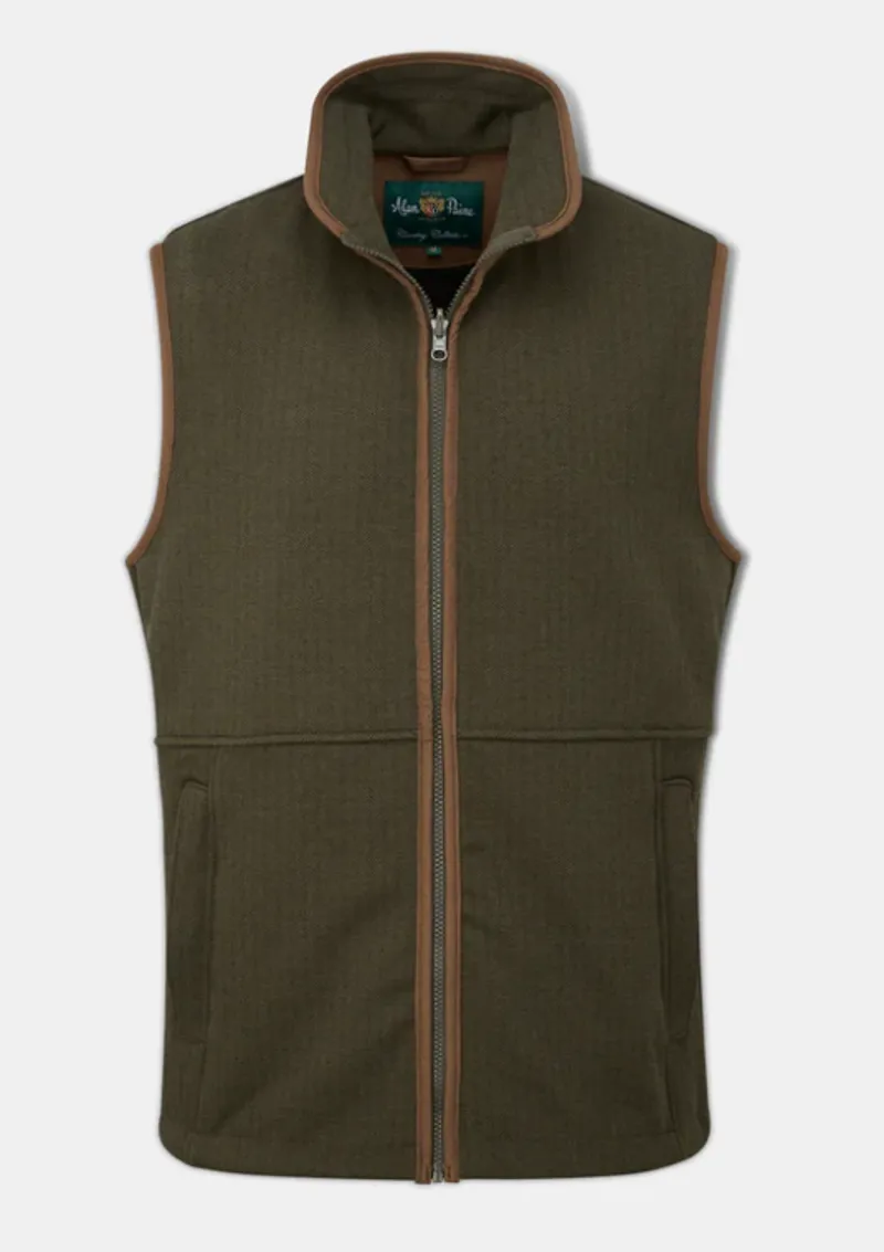 Alan Paine Aylsham Fleece Gilet Brown Herringbone