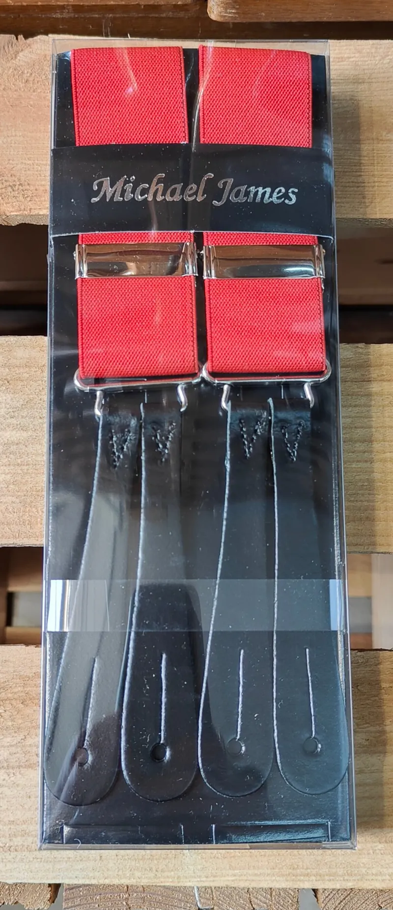 Michael James Leather End Braces Red