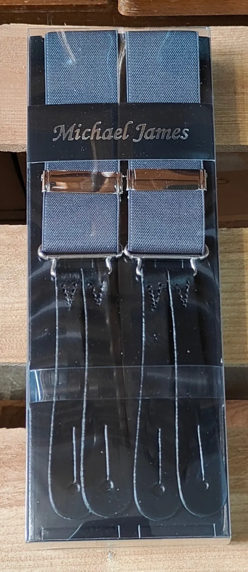 Michael James Leather End Braces Grey