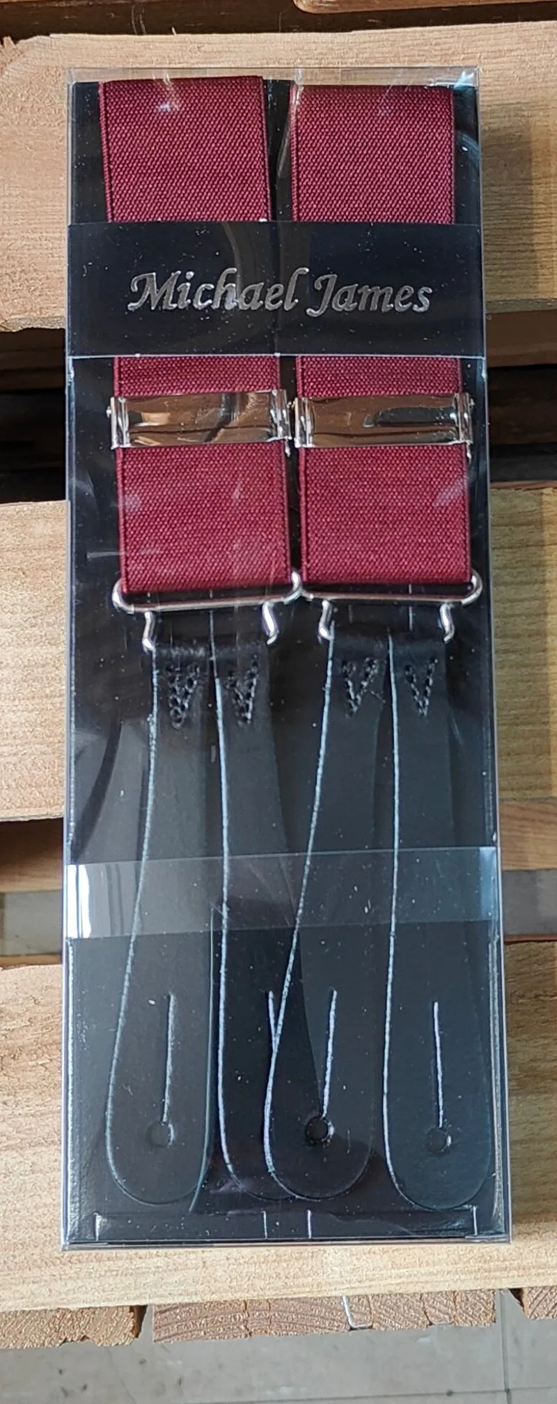 Michael James Leather End Braces Burgandy