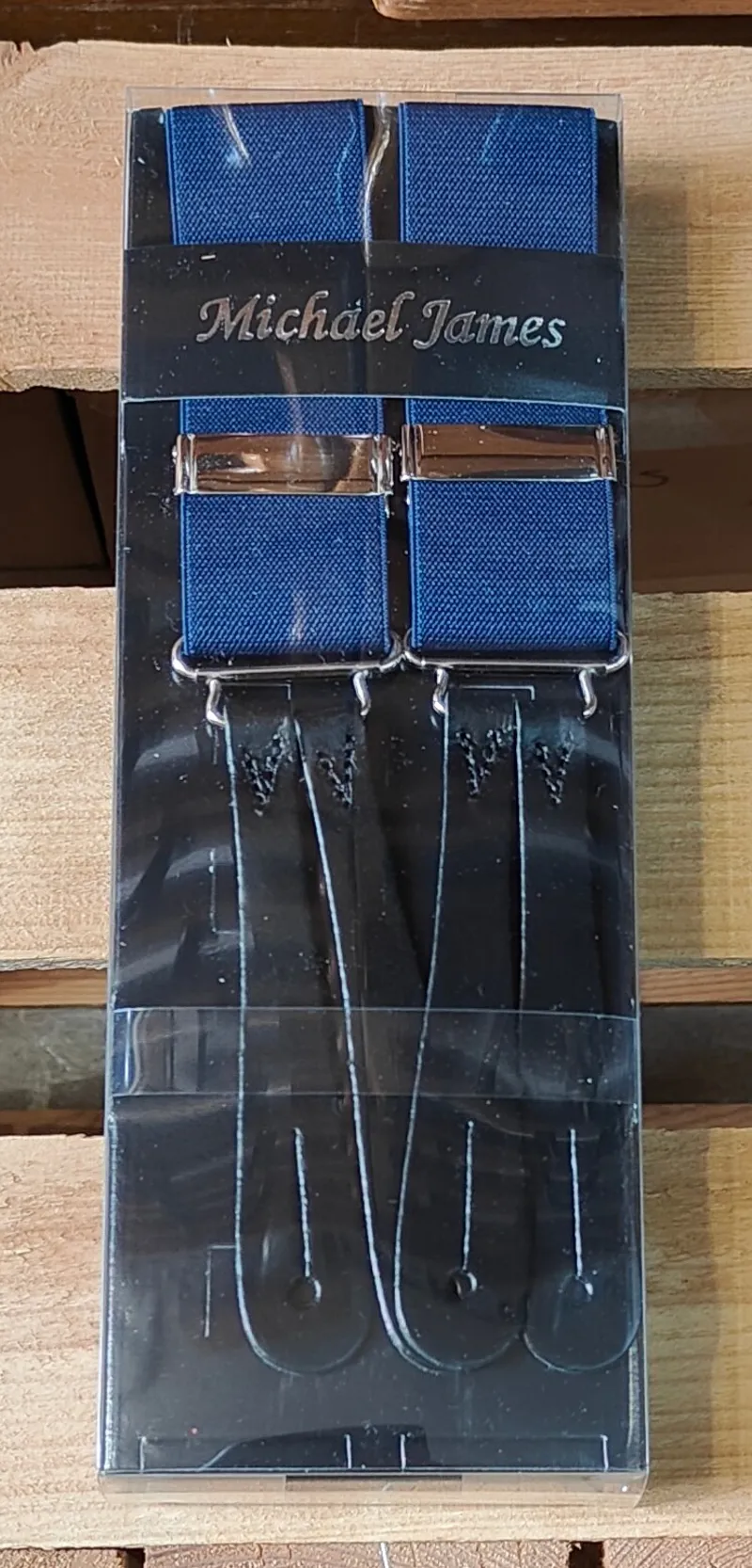 Michael James Leather End Braces Navy