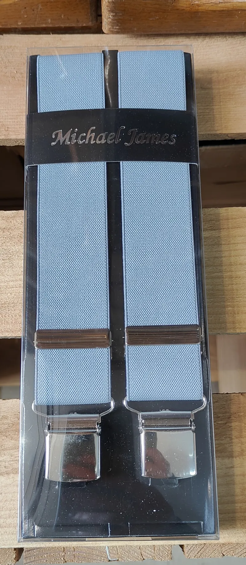 Michael James Braces Wide Clip Light Grey 