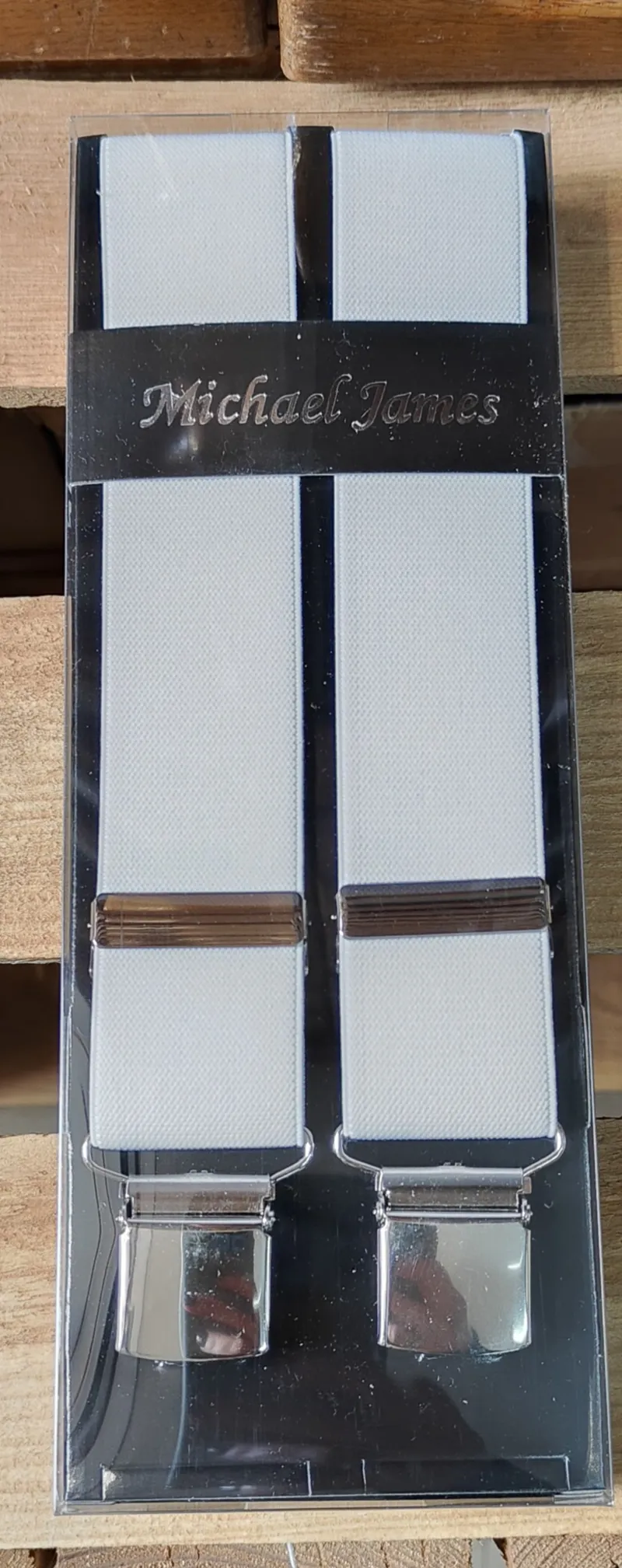 Michael James Braces Wide Clip White 