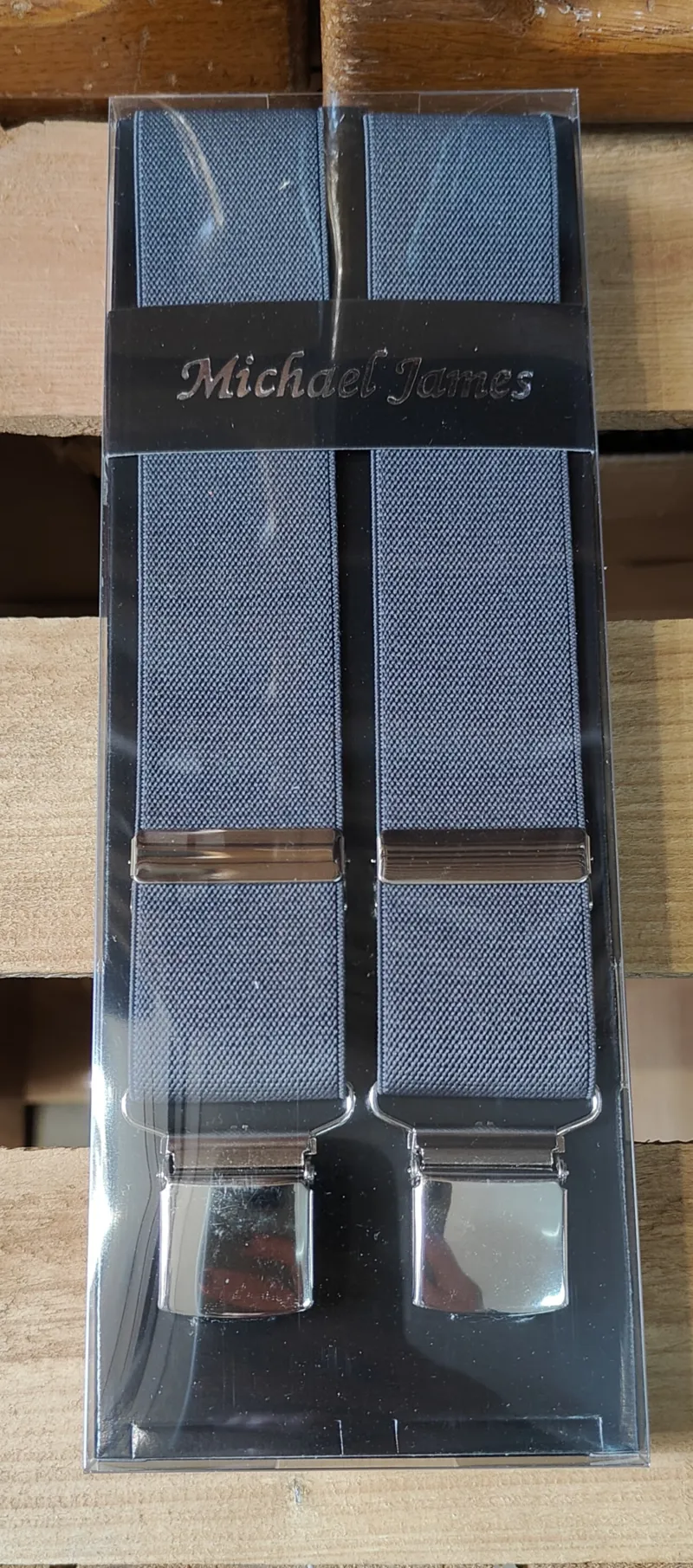 Michael James Braces Wide Clip Dark Grey 