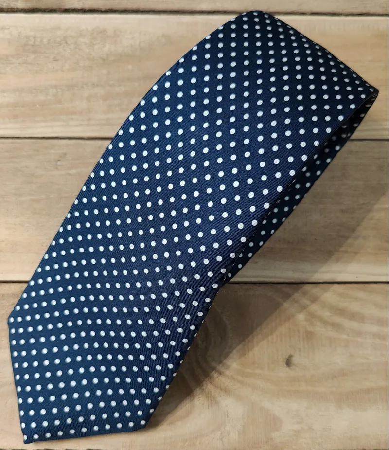 Atkinsons SPOT Navy/White Silk Tie