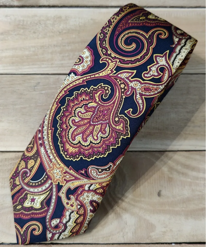 Atkinsons Paisley Black/Orange Silk Tie