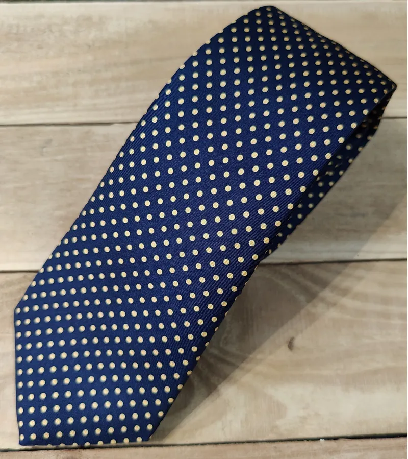 Atkinsons SPOT Navy/Gold Silk Tie
