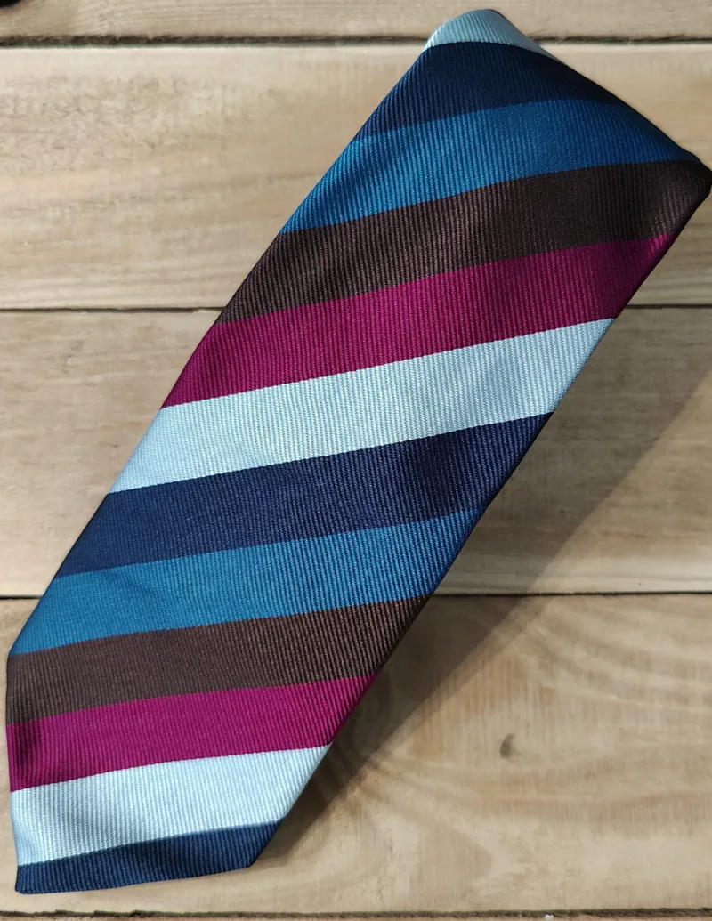 Atkinsons STRIPE Cerise/Blue Silk Tie