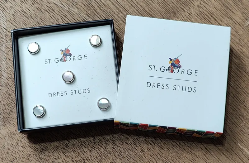 St George Dress Studs Pearl/Silver