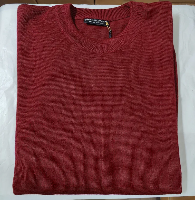  Franco Ponti 50/50 Crew Neck Jumper Wine K02 