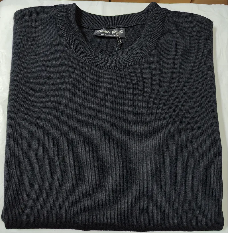 Franco Ponti 50/50 Crew Neck Jumper Black K02  