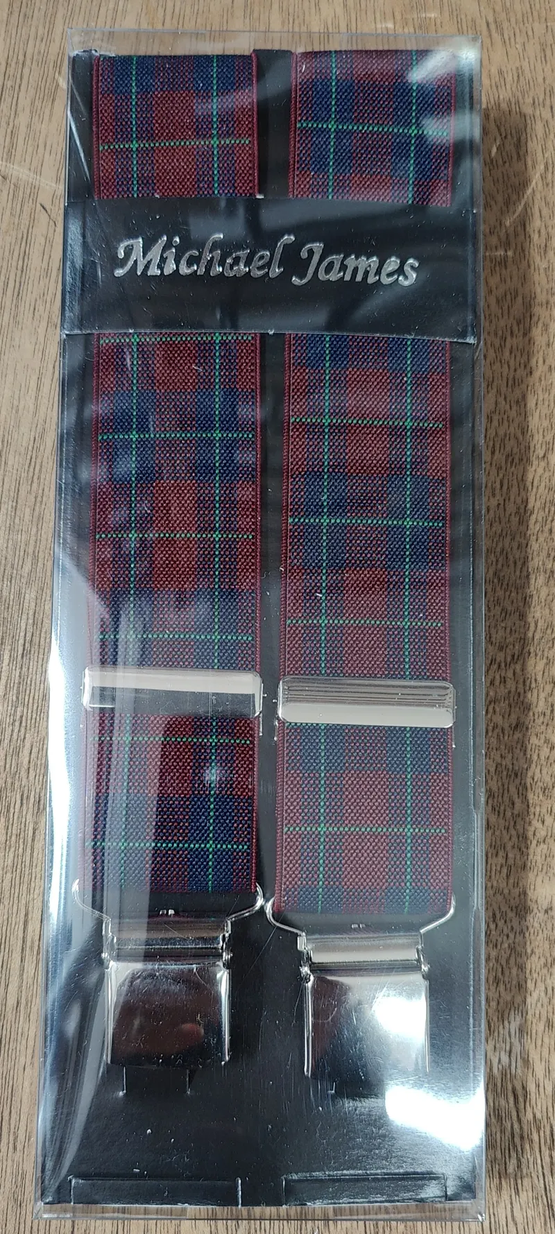  Michael James Braces Wide Clip Red Tartan