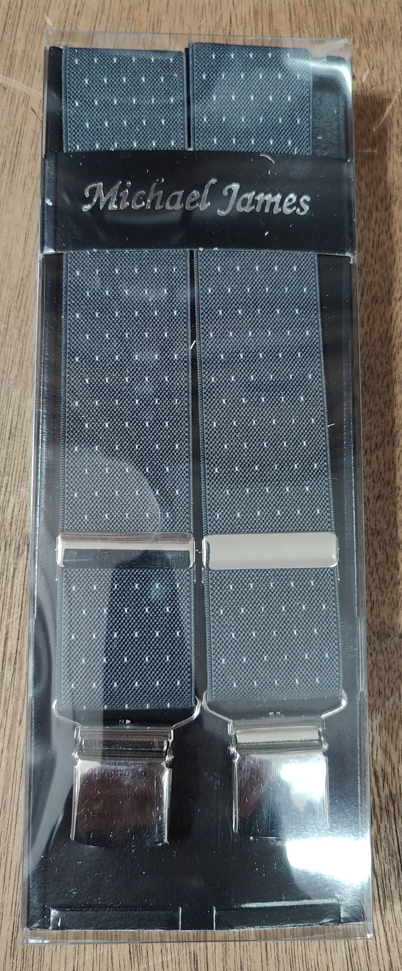  Michael James Braces Wide Clip Grey Spots