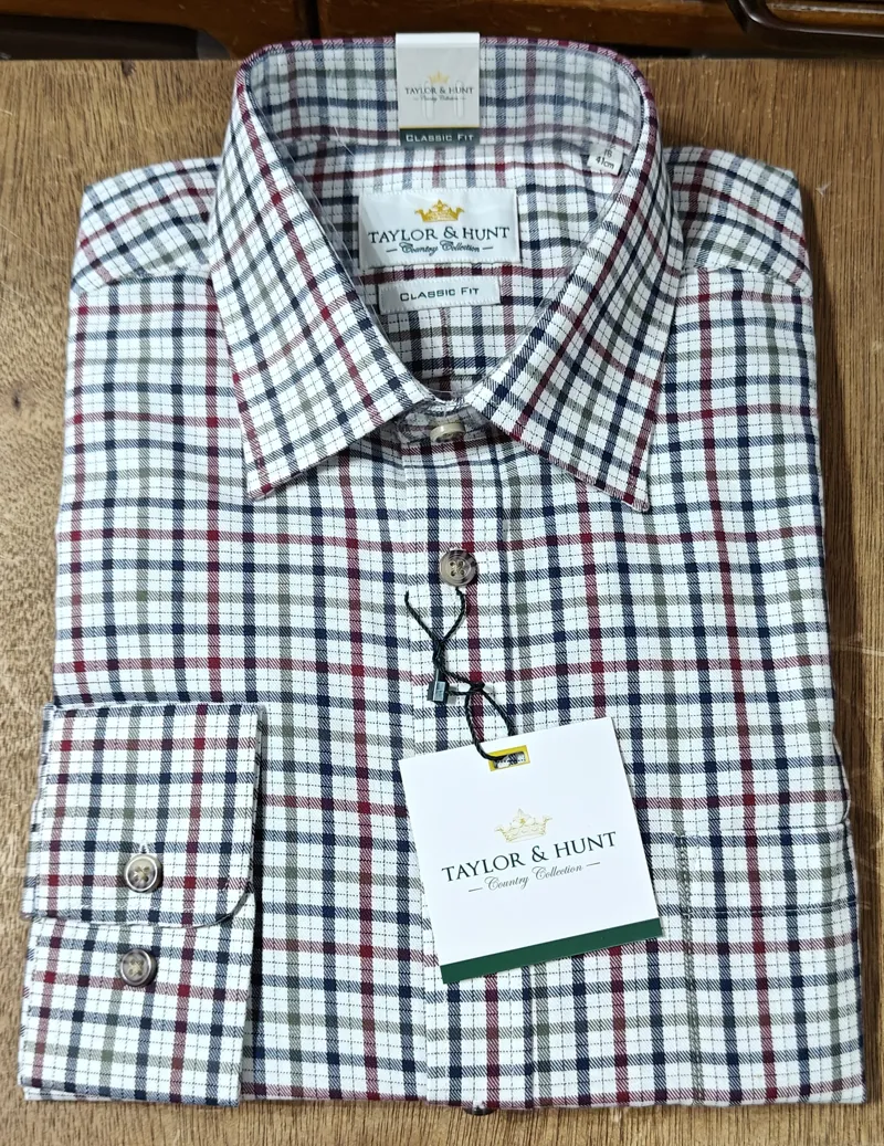  Taylor Hunt Brushed Cotton Shirt Red/Blue TH/AW24-007 