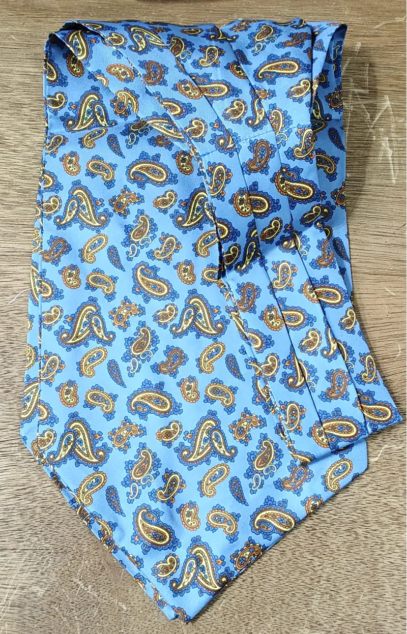  P.L Sells Silk Cravat Blue Paisley C100