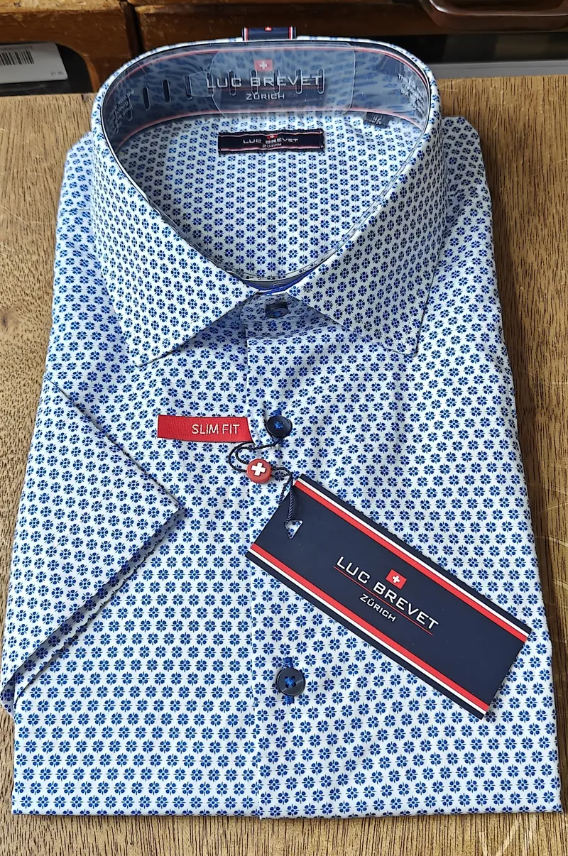 Luc Brevet Half Sleeve Slim Shirt Blue  LBPT007 