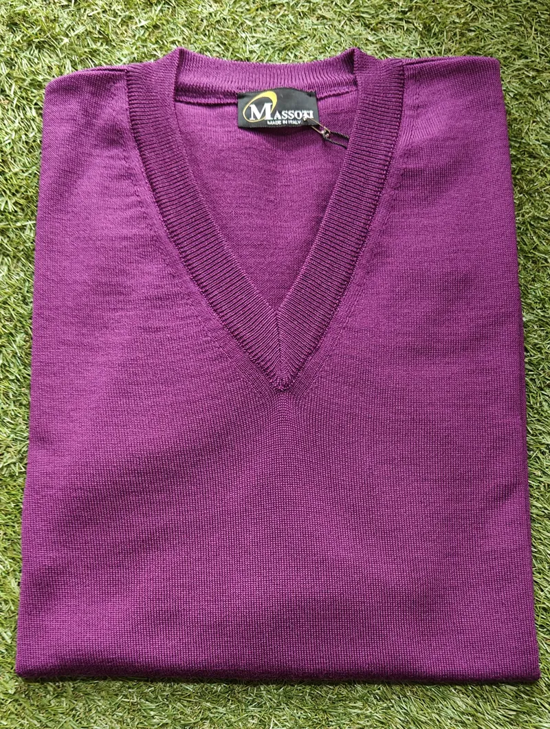 Massotti V Neck Jumper Plum W01 