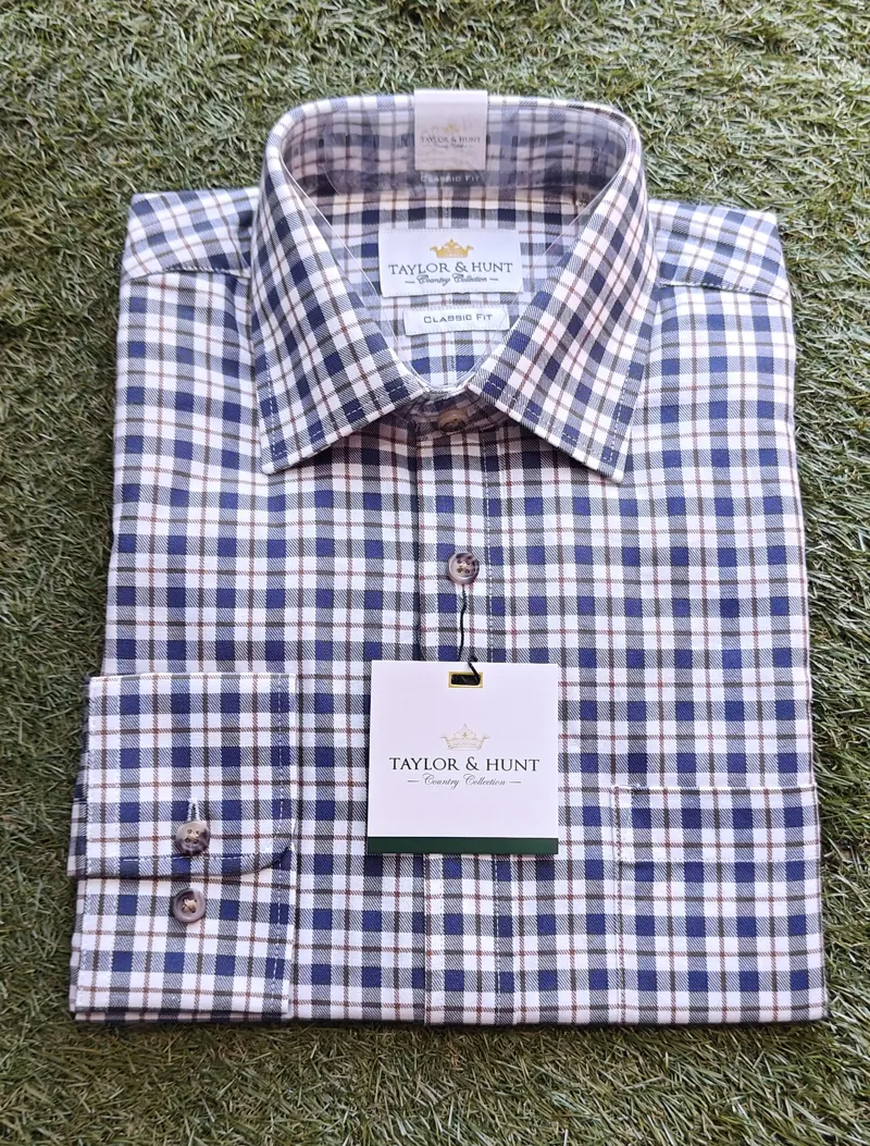 Taylor Hunt Tattersall Shirt Blue THCC022 