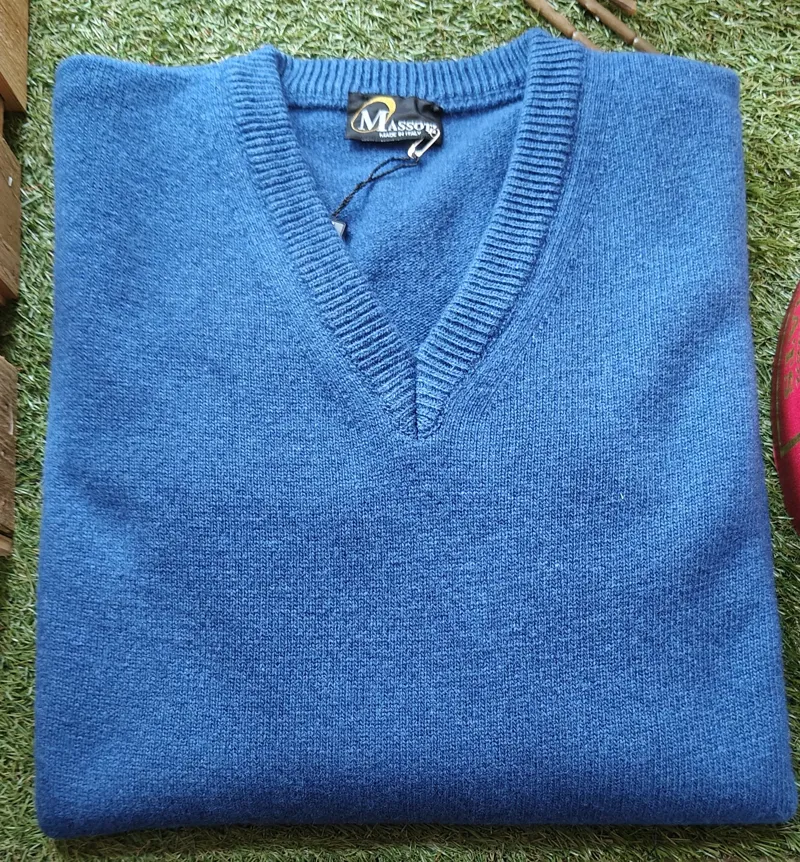  Massoti Lambswool V-Neck Jumper Royal 
