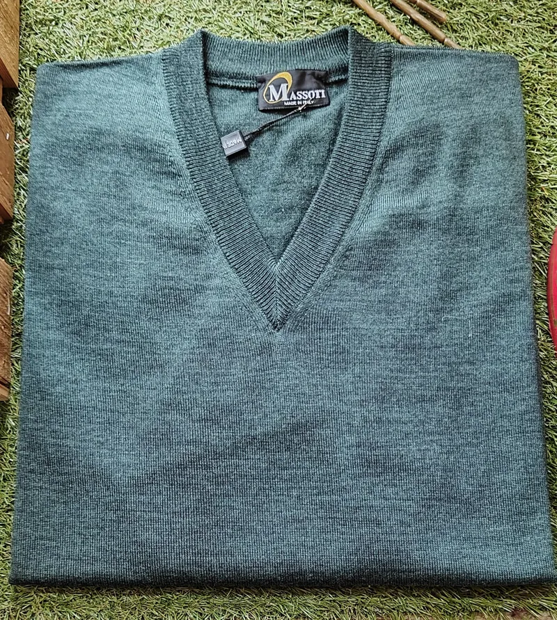 Massoti Merino V Neck Jumper Fern W01  
