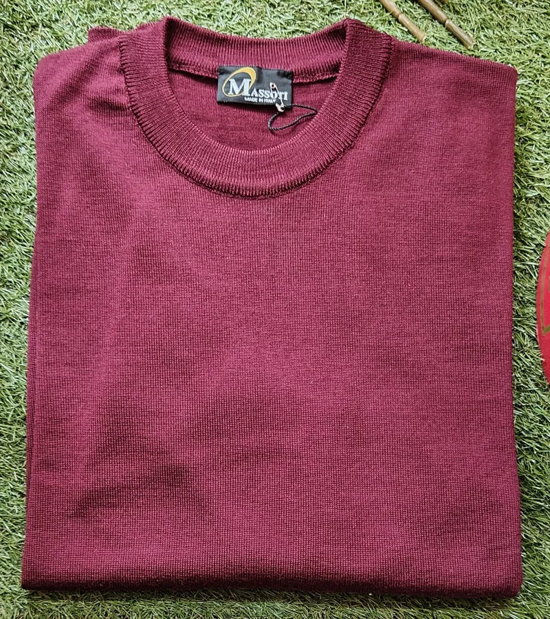 Massoti Merino Crew Neck Jumper Wine W05 