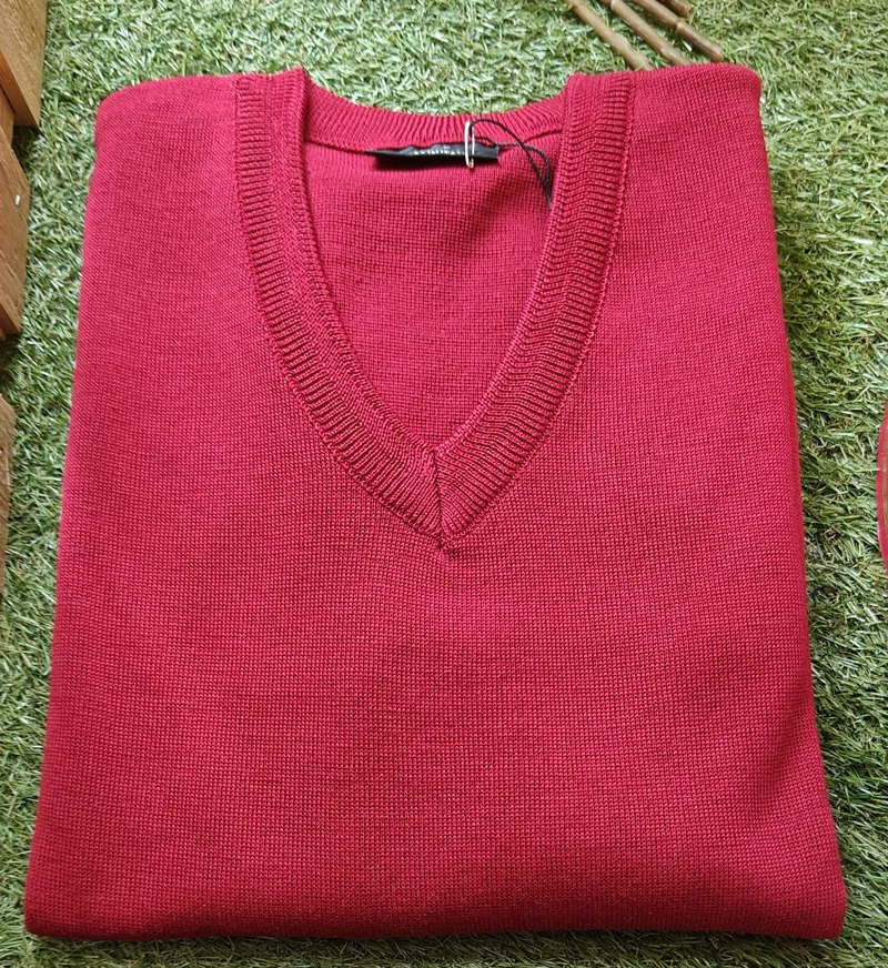  Franco Ponti V-Neck Jumper 50/50 Burgundy K01
