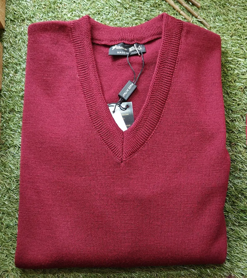  Franco Ponti V-Neck Jumper 50/50 Wine K01